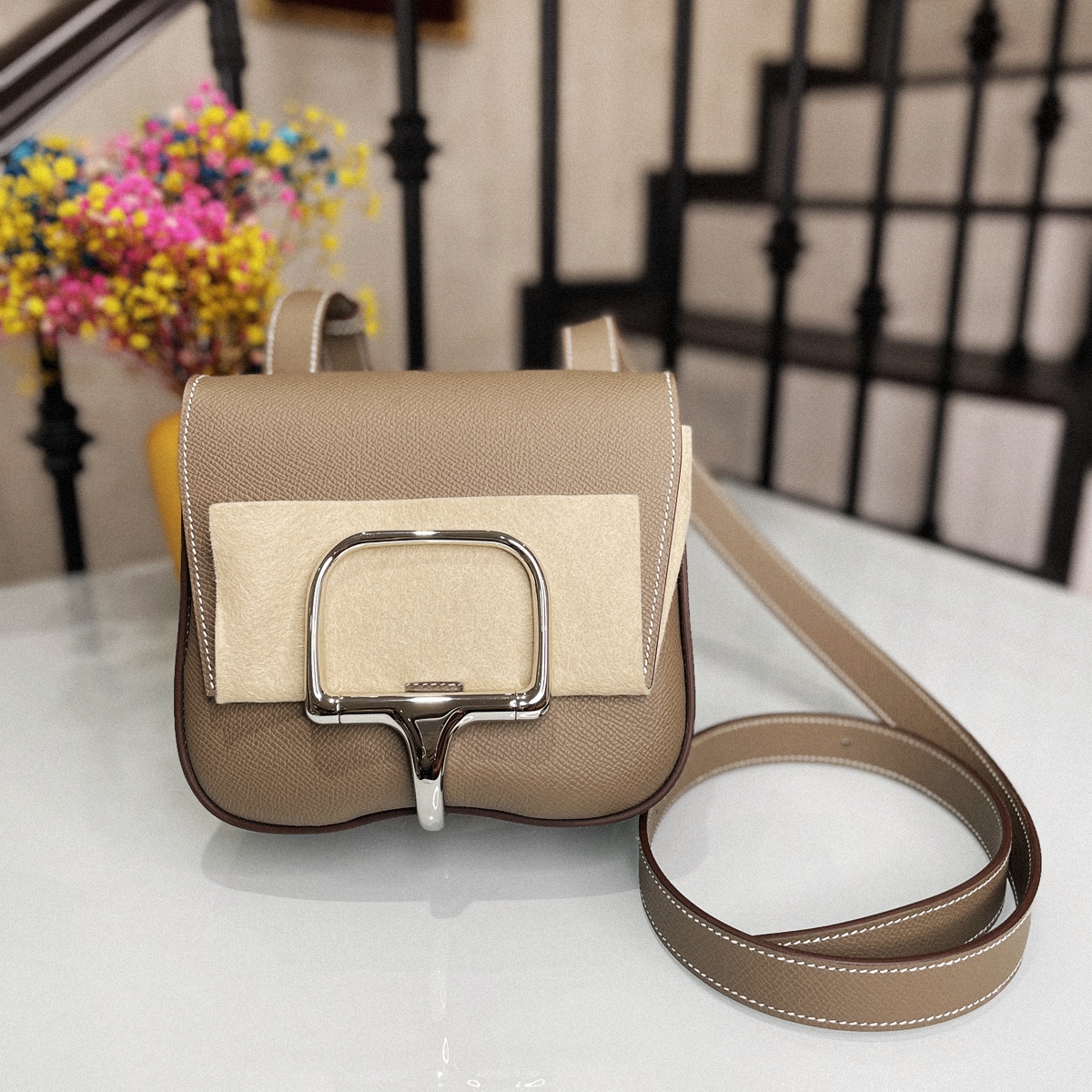 DELLA MINI CK18 大象灰銀扣Epsom皮