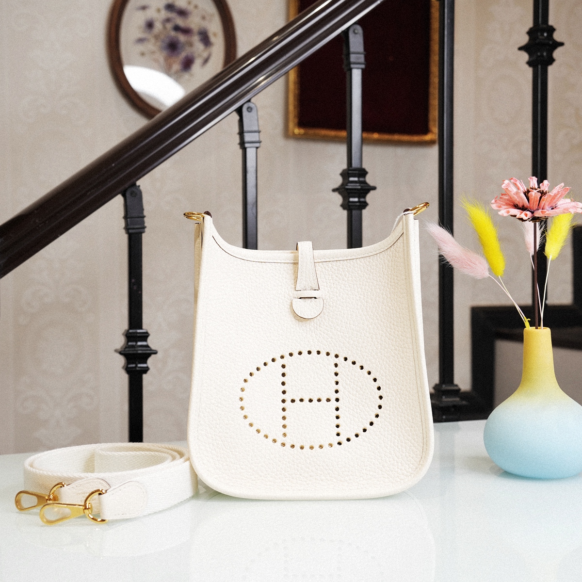  MINI EVELYNE CCI2-奶油白金扣