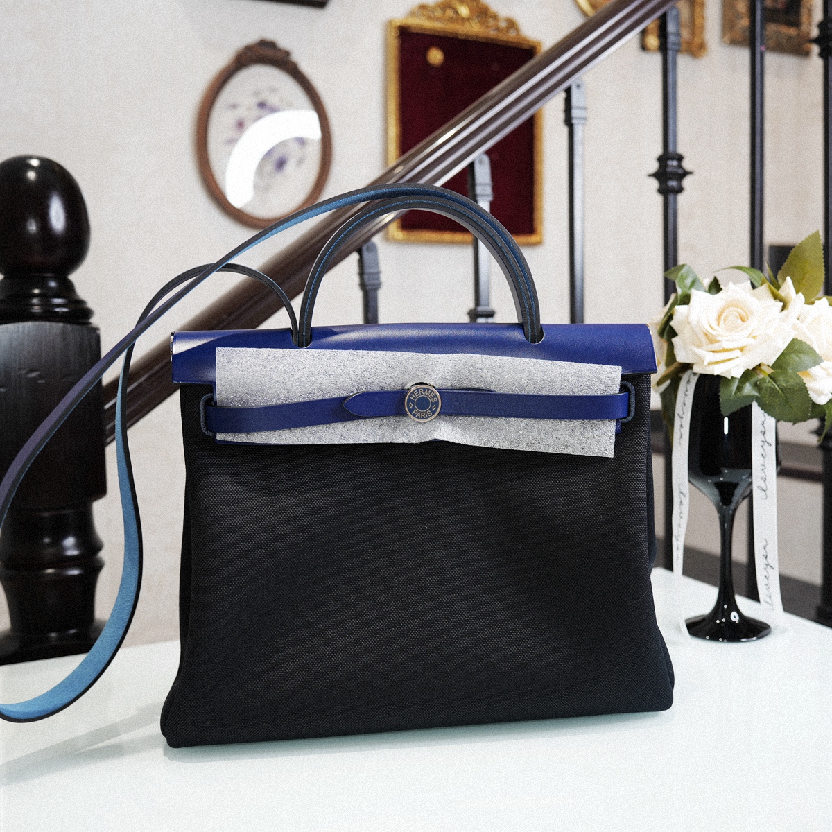 HERBAG 31 CK89拼M3-黑色拼墨水藍銀扣