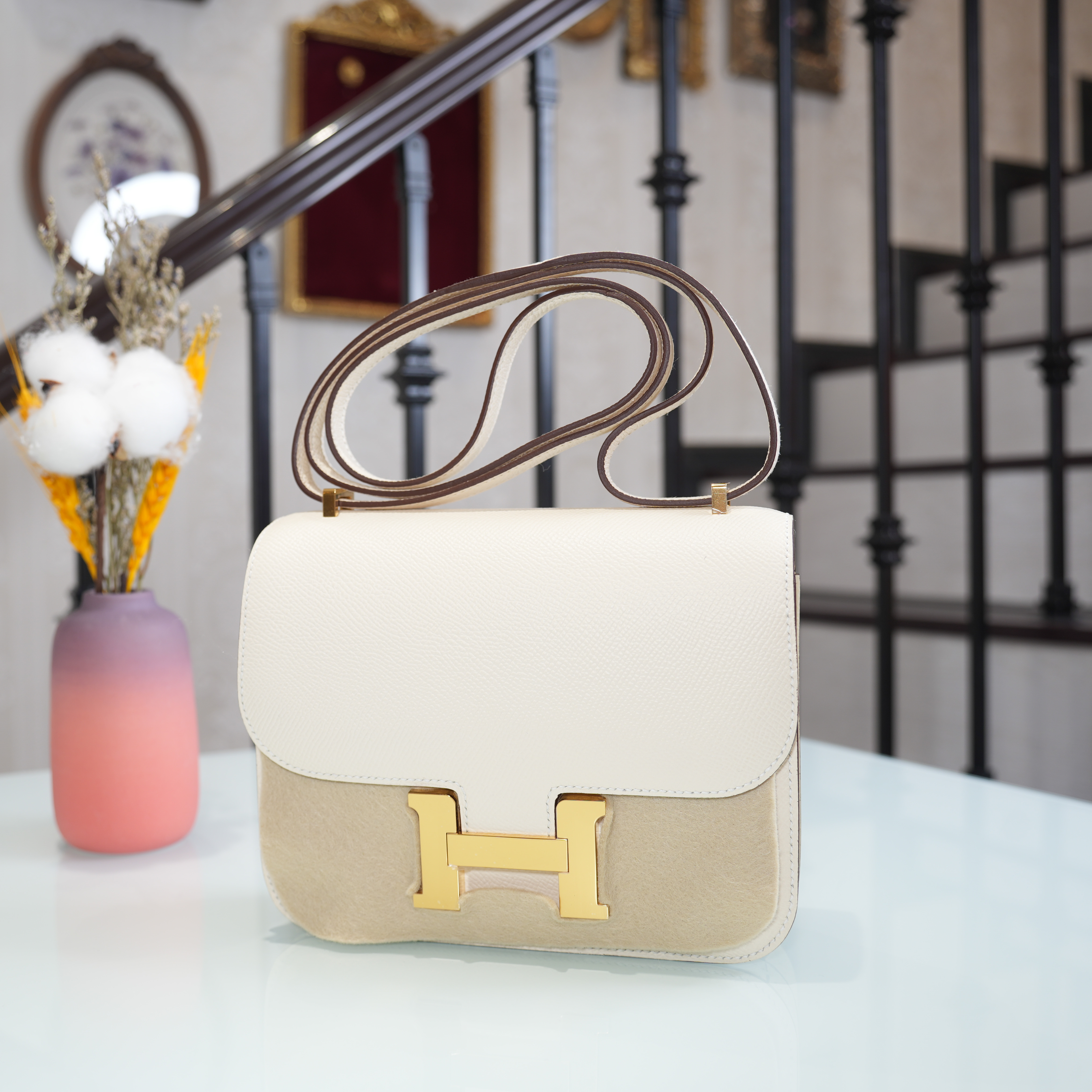 CONSTANCE 19 CCI2-奶油白金扣EPSOM皮