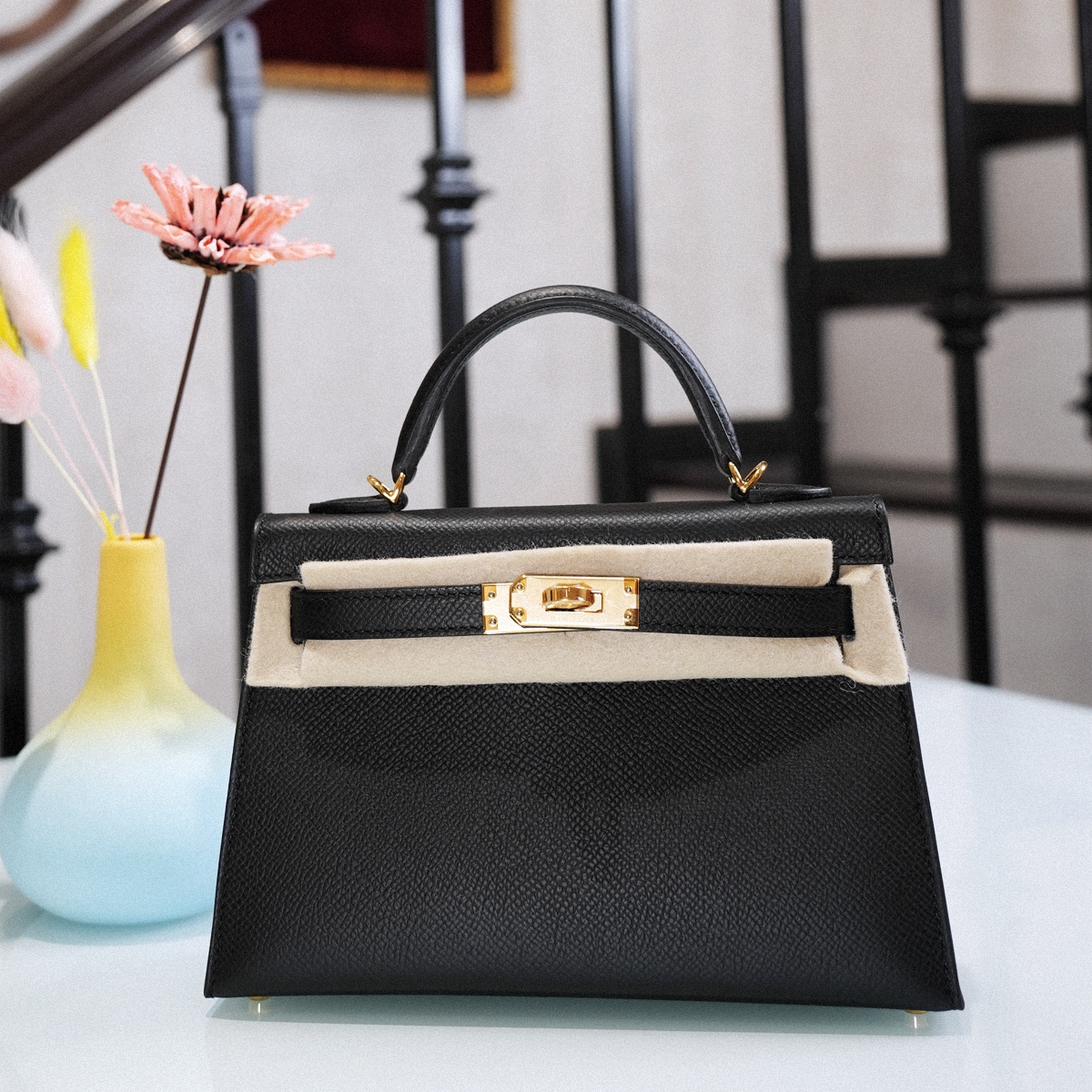 MINI KELLY CC89-黑色金扣EPSOM皮