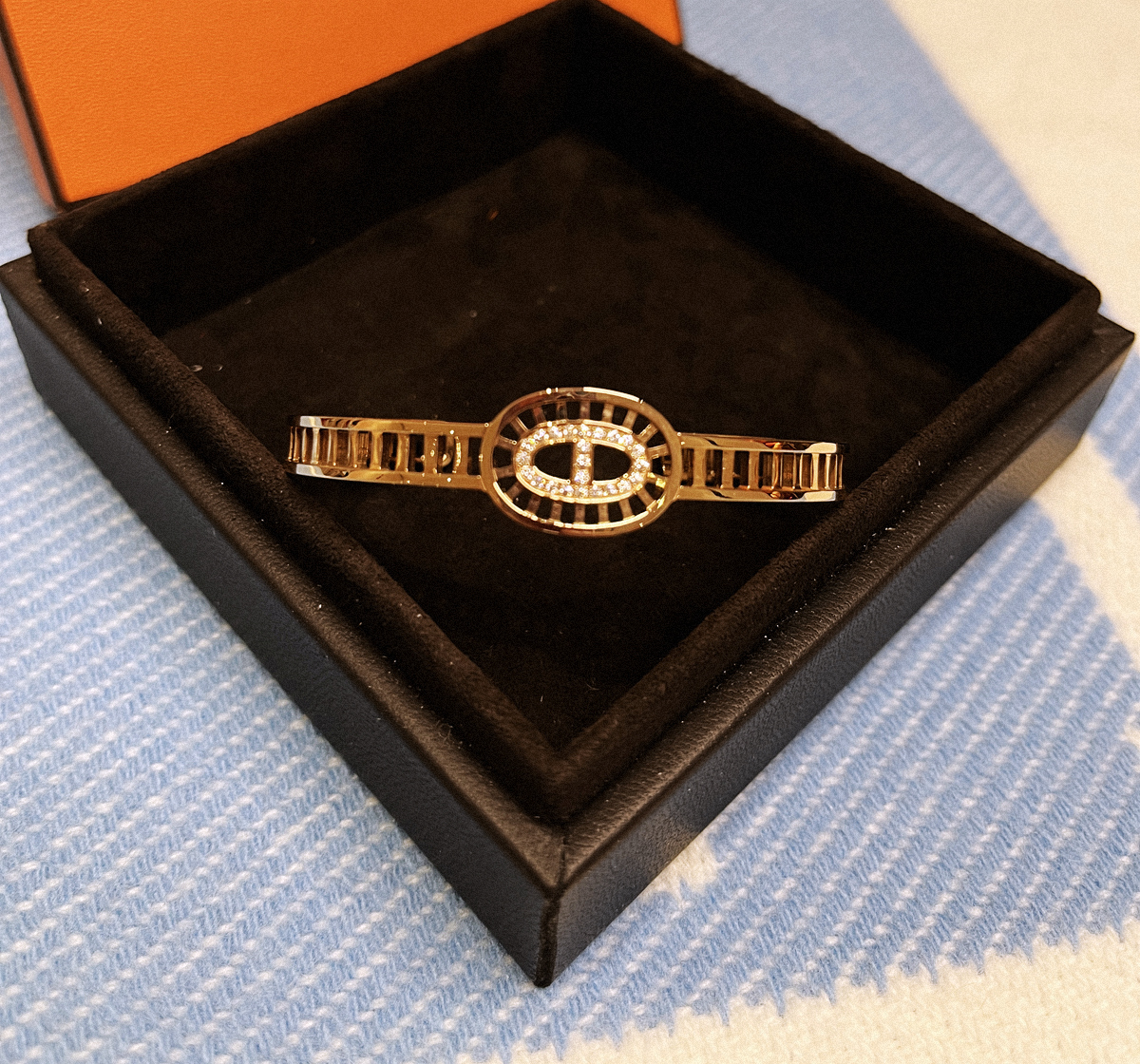 Hermes CHAINE D''ANCRE 玫瑰金豬鼻手鐲