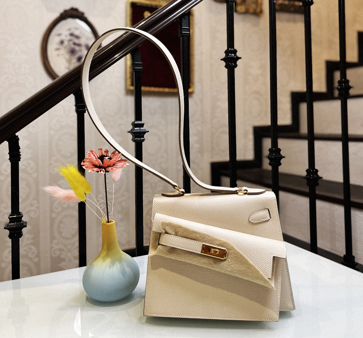 Hermes Kelly 20EN-DESORDRE CC10 奶昔白