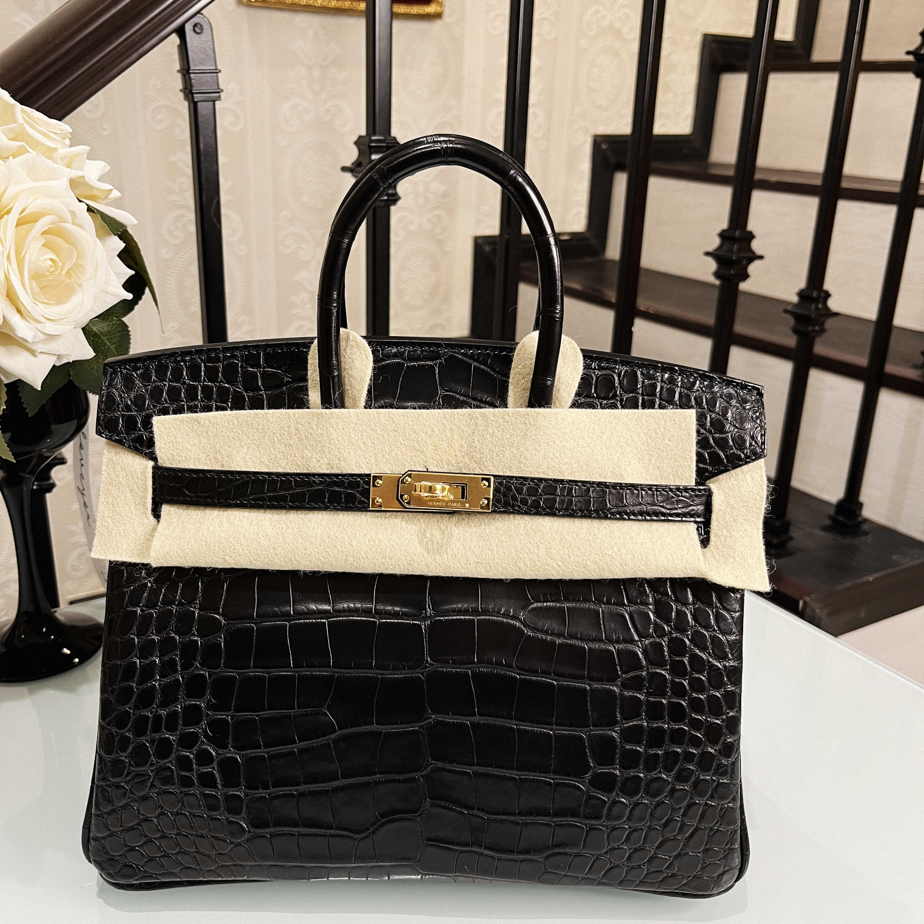 BIRKIN25-CC89-方塊雾面鳄魚